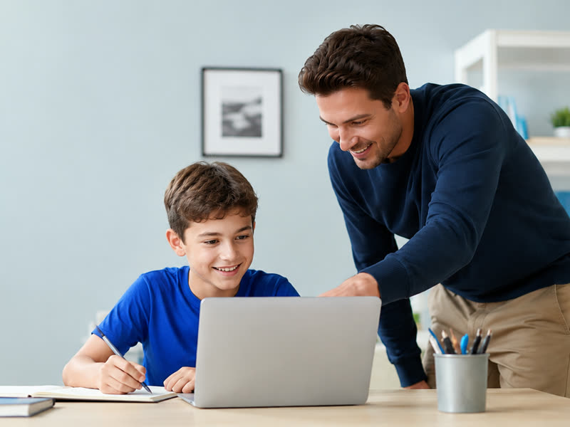 A tutor supporting a player through coursework in the learning lab